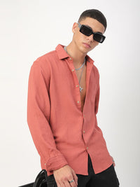 VASTRADO Men Classic Spread Collar Textured Casual Shirt