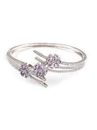 Anouk Silver-Plated Cubic Zirconia Studded Kada Bracelet