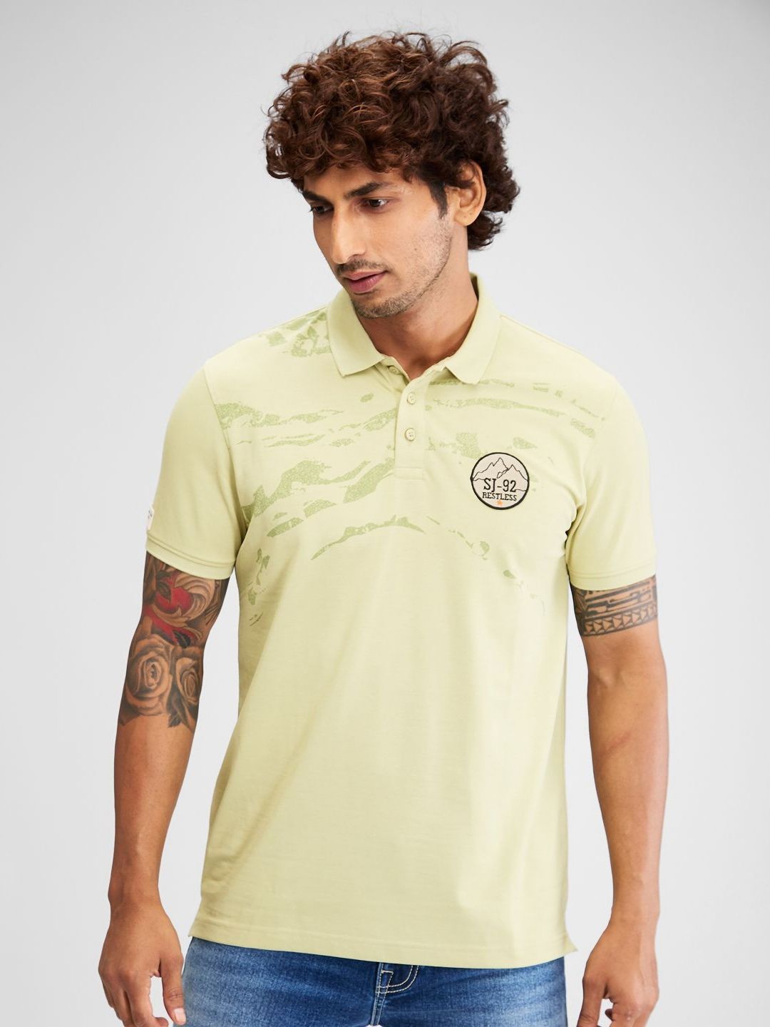 SPYKAR Men Polo Collar Applique Slim Fit T-shirt