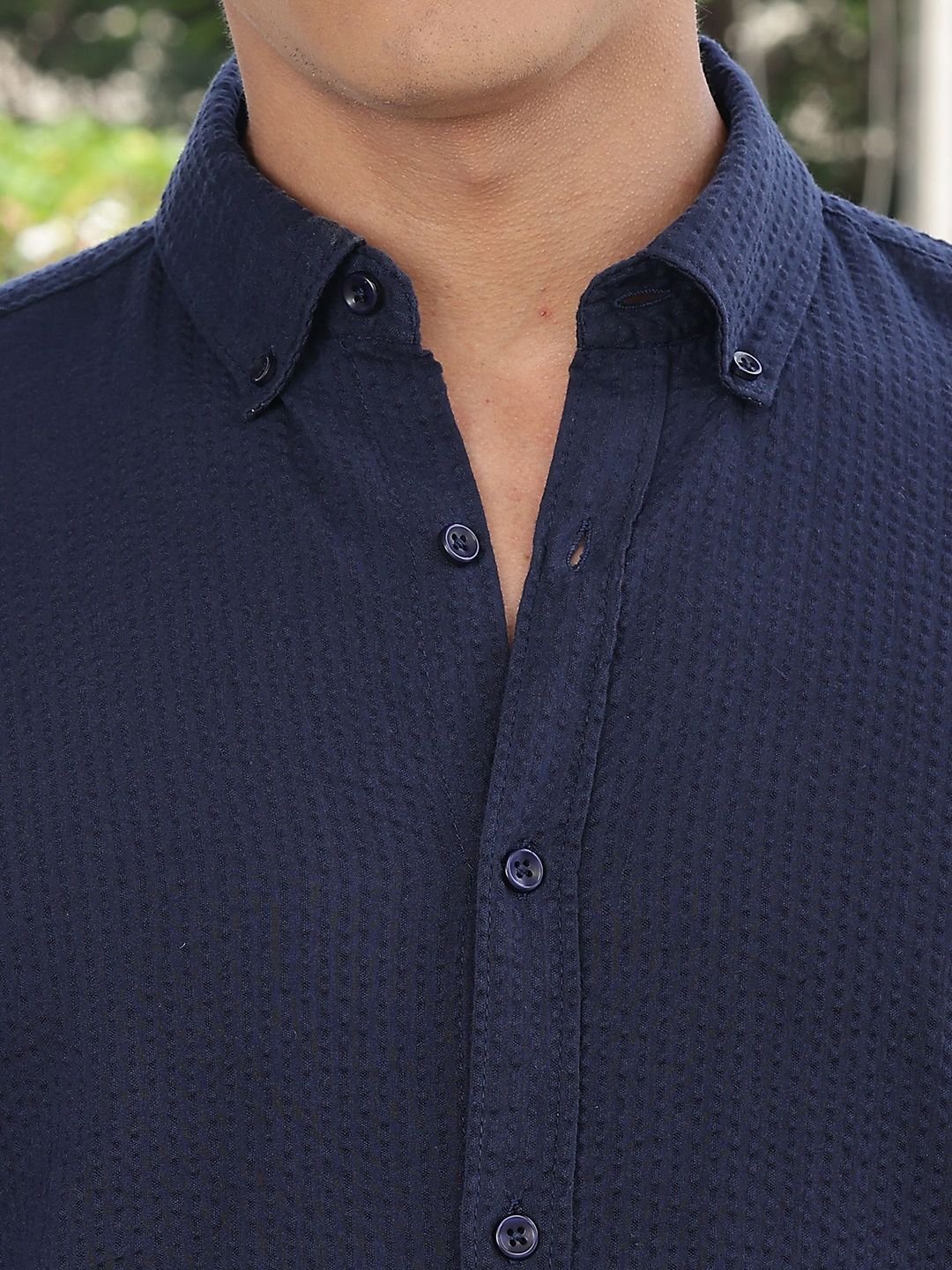 Thomas Scott Premium Seersucker Button-Down Collar Cotton Shirt