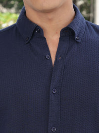 Thomas Scott Premium Seersucker Button-Down Collar Cotton Shirt