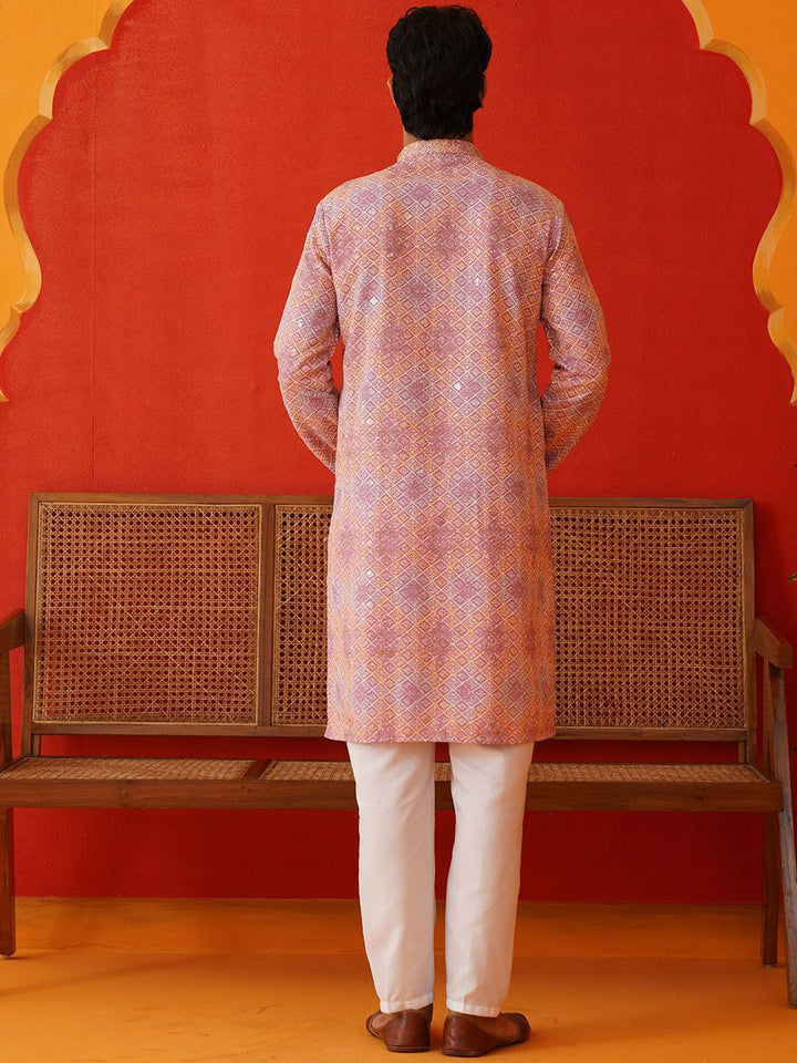 Jompers Men Embroidered Regular Sequinned Kurta with Pyjamas