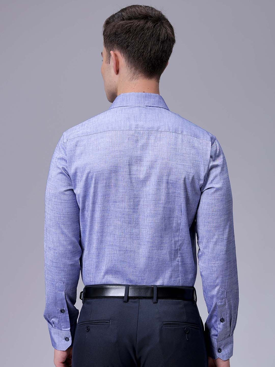 The Indian Garage Co. X Luxe Men Slim Fit Cutaway Collar Textured Cotton Formal Shirt