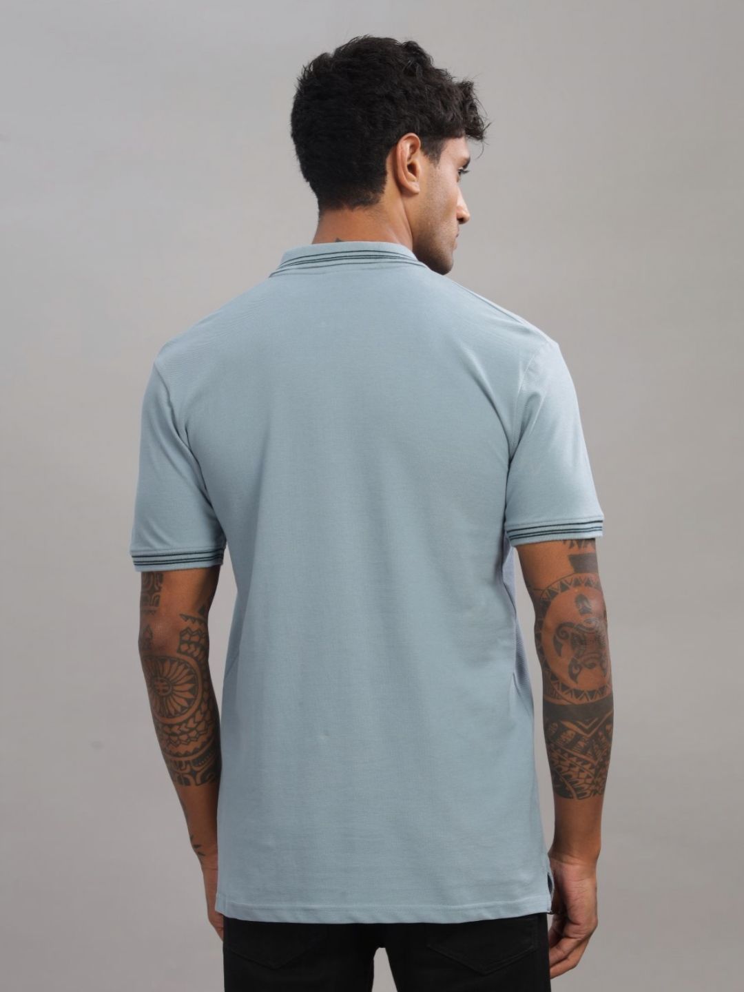 ADRO Men Polo Collar Cut Outs T-shirt