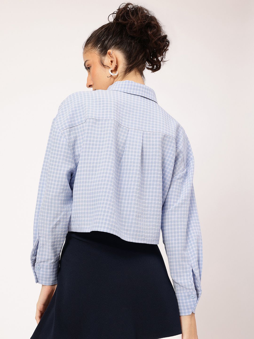 DressBerry Minimal Muse Checked Seersucker Shirt with Tie