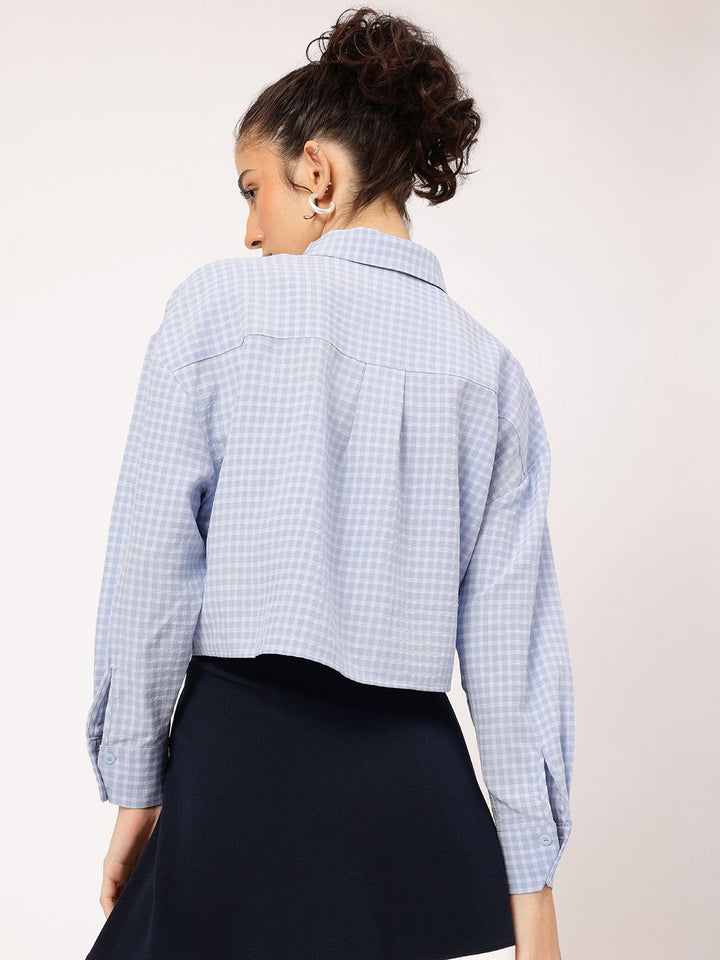 DressBerry Minimal Muse Checked Seersucker Shirt with Tie
