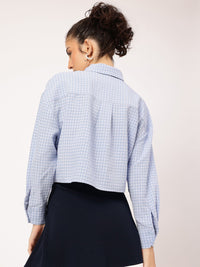 DressBerry Minimal Muse Checked Seersucker Shirt with Tie