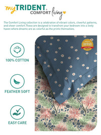 MYTRIDENT Serene Blue Comfort Living Flat 120TC Queen Cotton 1 Bedsheet & 2 Pillow Covers