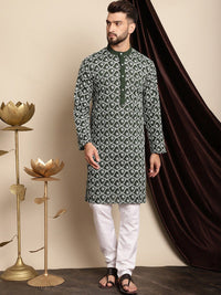 Motif Etnik Anouk Sulam Kolar Jalur Kapas Tulen Kurta Biasa dengan Churidar
