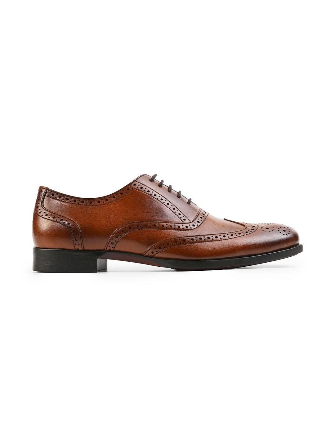 Monkstory Wingtip Oxford Lace-Up Brogues - Rich Tan