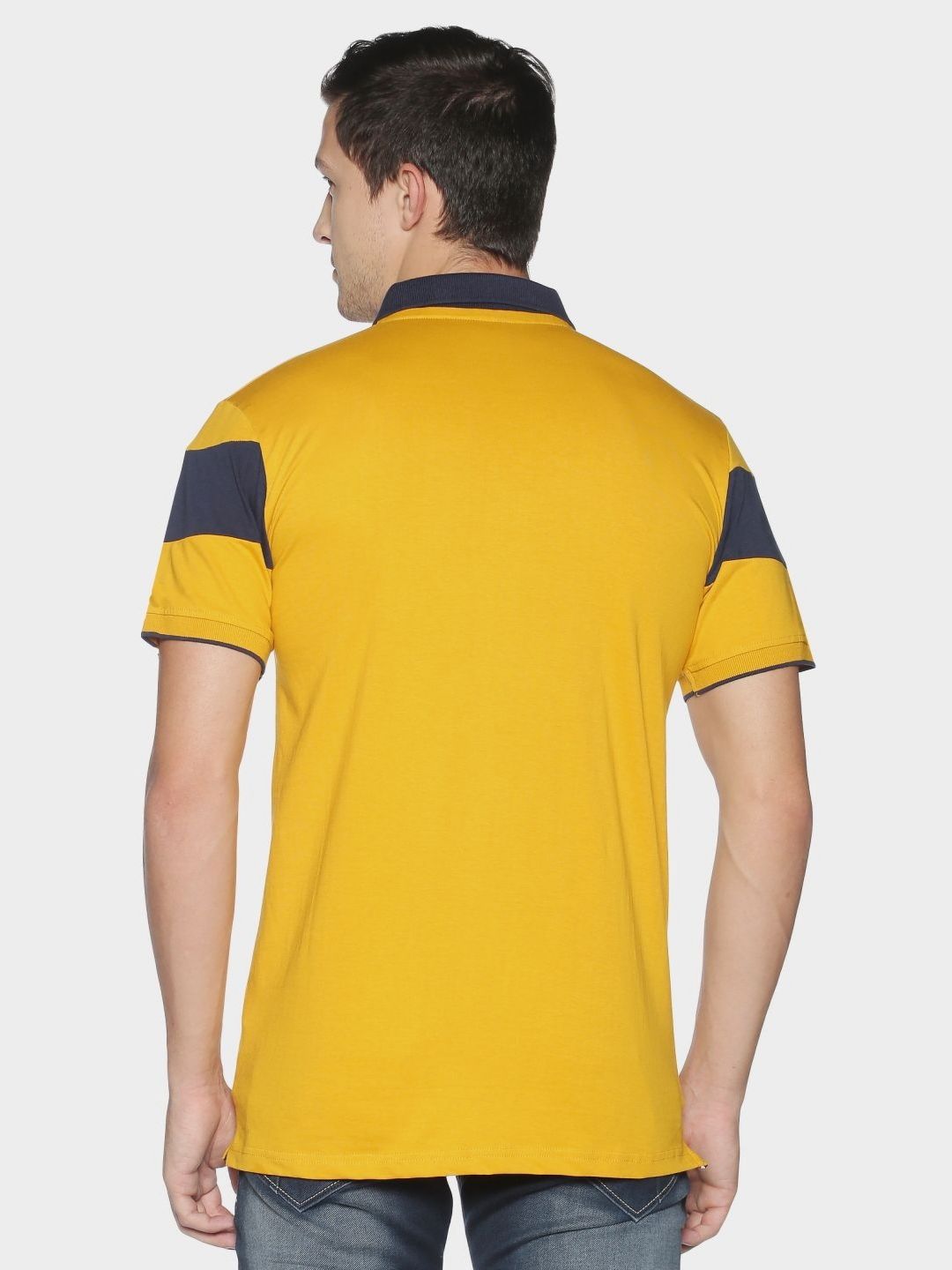 ADRO Men Colourblocked Polo Collar Cotton T-shirt