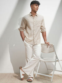 HIGHLANDER Men Comfort Relaxed Fit Vertical Striped Spread Collar Casual Shirt