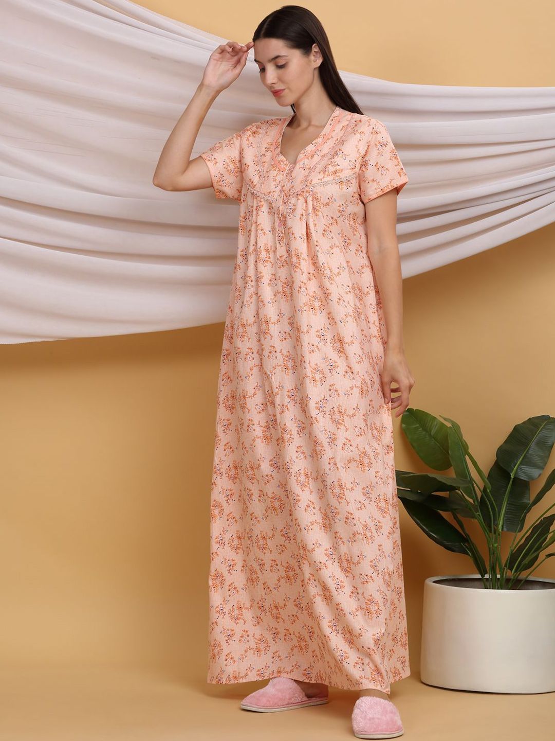 Sweet Dreams Floral Printed Pure Cotton Maxi Nightdress