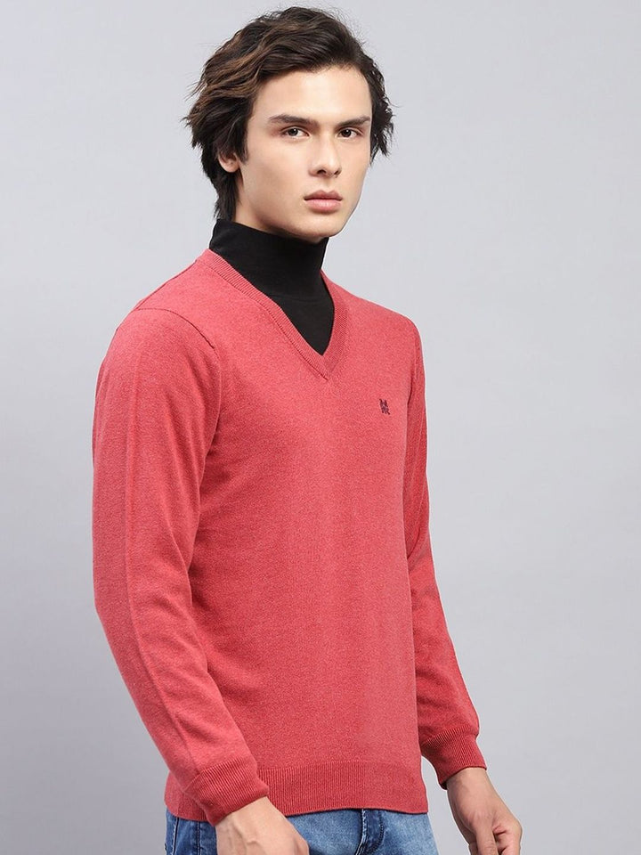 Monte Carlo Men Solid V Neck Full Sleeve Pullover