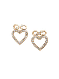 Anouk White Gold-Plated Stone Studded Heart Shaped Studs