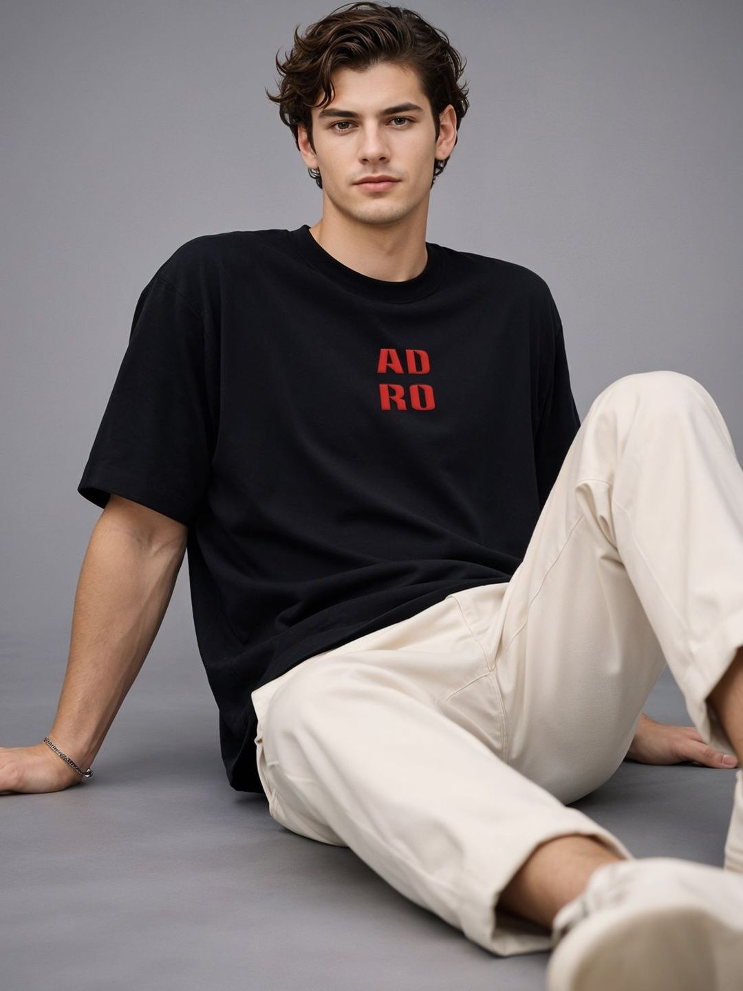 ADRO Men Printed Drop-Shoulder Sleeves T-shirt