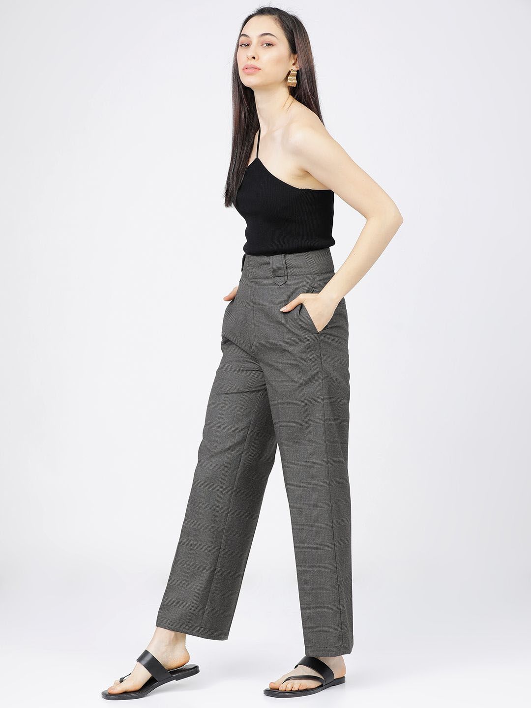 Tokyo Talkies Women Flared High-Rise Trousers