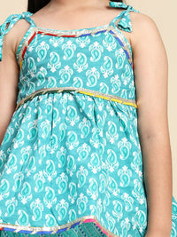 Cutiekins Girls Paisley Printed Cotton Ready to Wear Lehenga & Blouse With Dupatta
