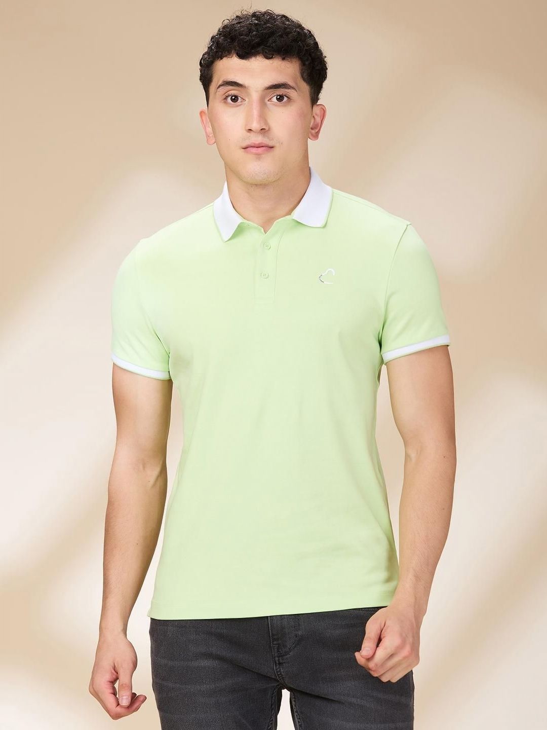 Being Human Men Solid Polo Collar Cotton Slim Fit T-shirt