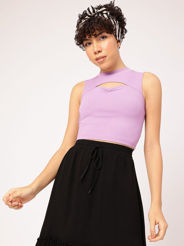 DressBerry Cut-Out Ribbed Crop Top