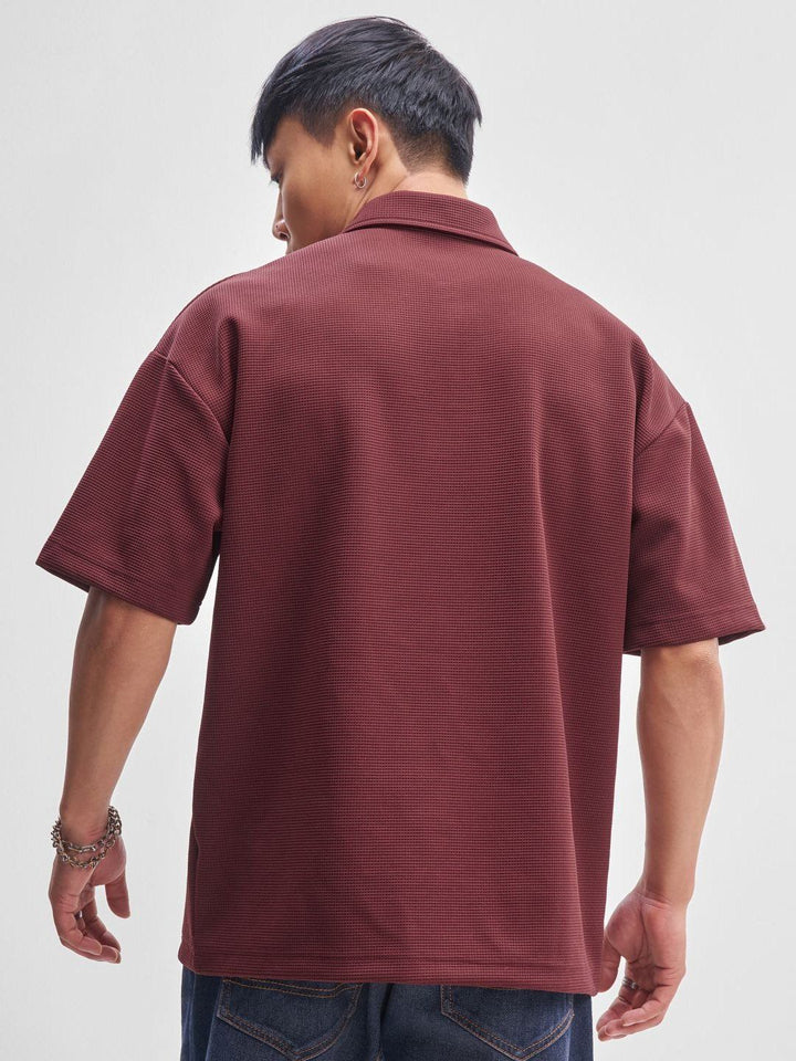 Highlander Polo Collar Drop-Shoulder Lengan T-Shirt Besar