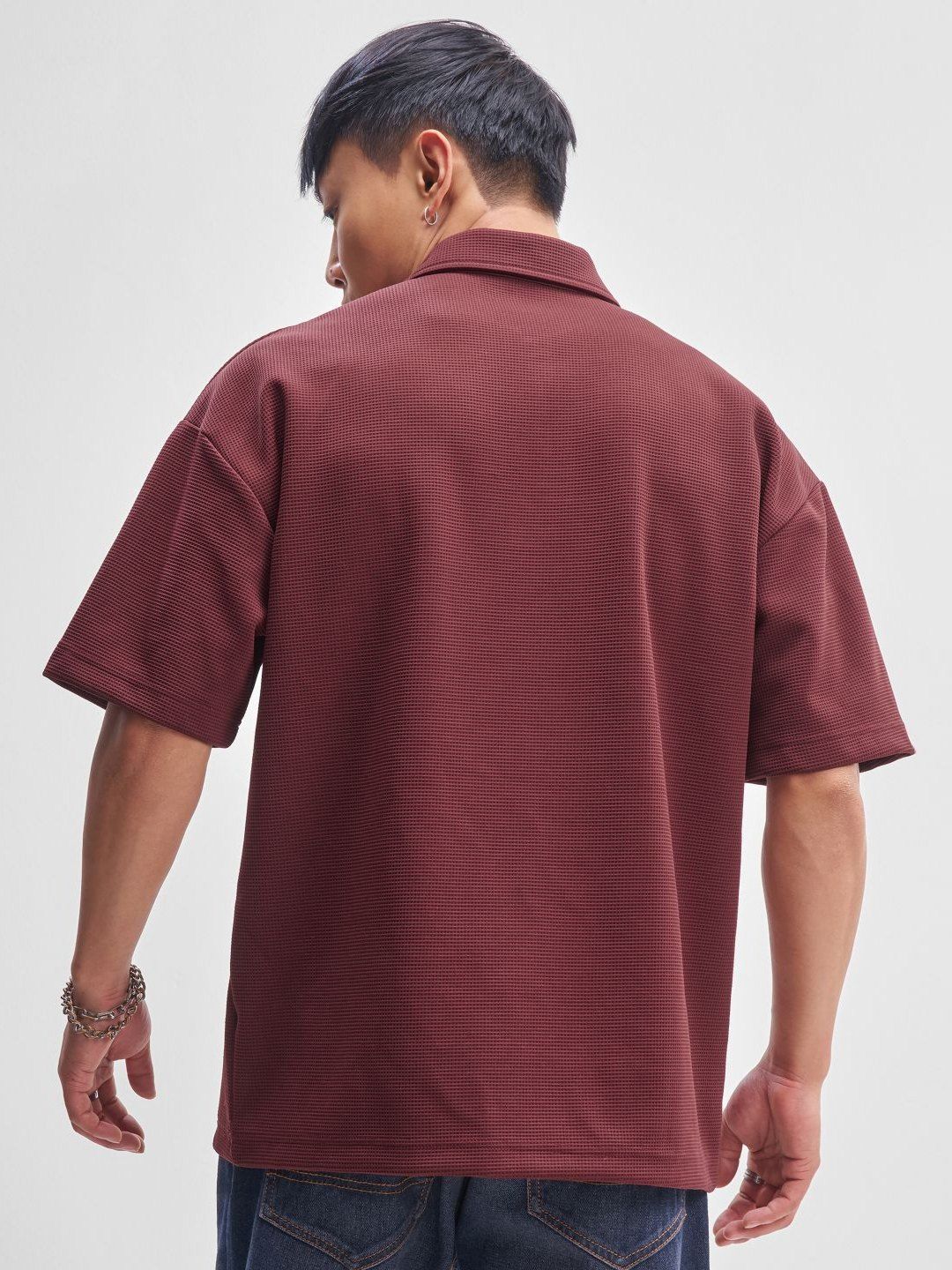 Highlander Polo Collar Drop-Shoulder Lengan T-Shirt Besar