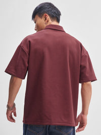 Highlander Polo Collar Drop-Shoulder Lengan T-Shirt Besar