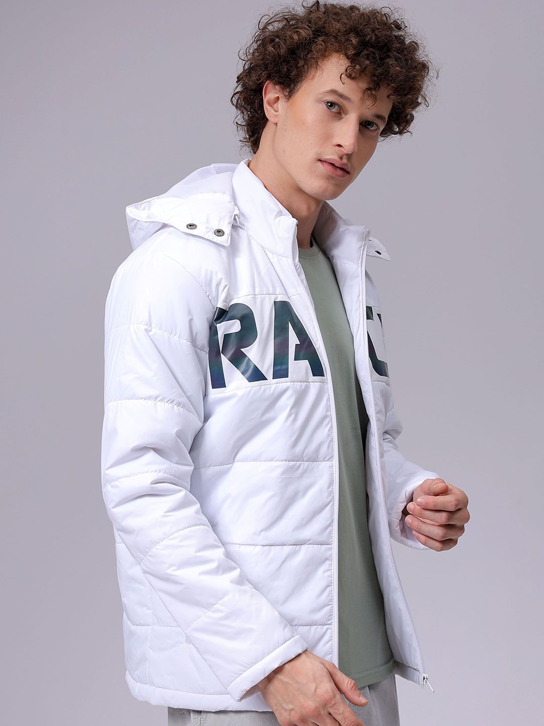 The Indian Garage Co Men Puffer Jacket with Patchwork