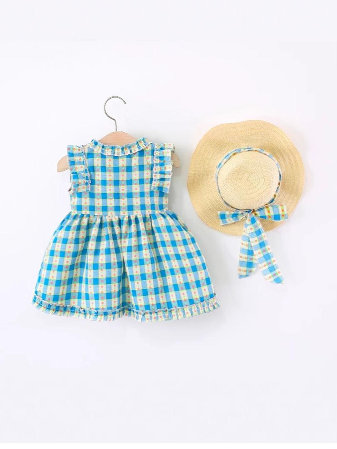 YK Checked Fit & Flare Dress