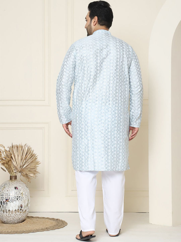 SOJANYA PLUS Floral Embroidered Thread Work Silk Cotton Straight Kurta with Pyjamas