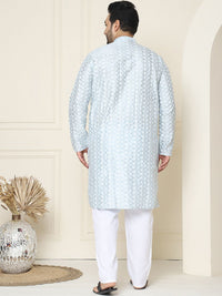 SOJANYA PLUS Floral Embroidered Thread Work Silk Cotton Straight Kurta with Pyjamas