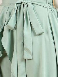 Berrylush Women Ruffled Flared Maxi Skirt With Attached Trousers