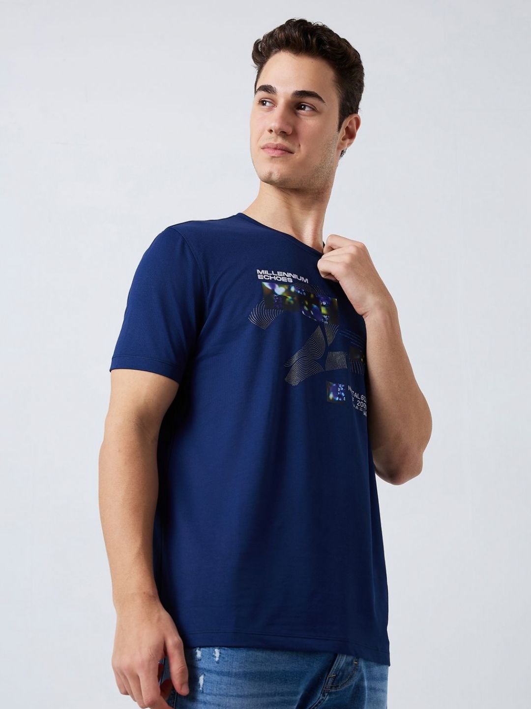 SPYKAR Men Graphic Printed Round Neck Cotton Slim Fit T-shirt