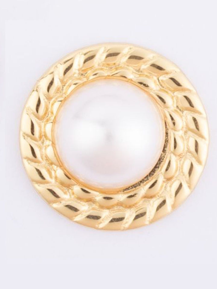 VOGUE PANASH Stainless Steel 18K Gold-Plated Pearls Beaded Circular Shape Studs