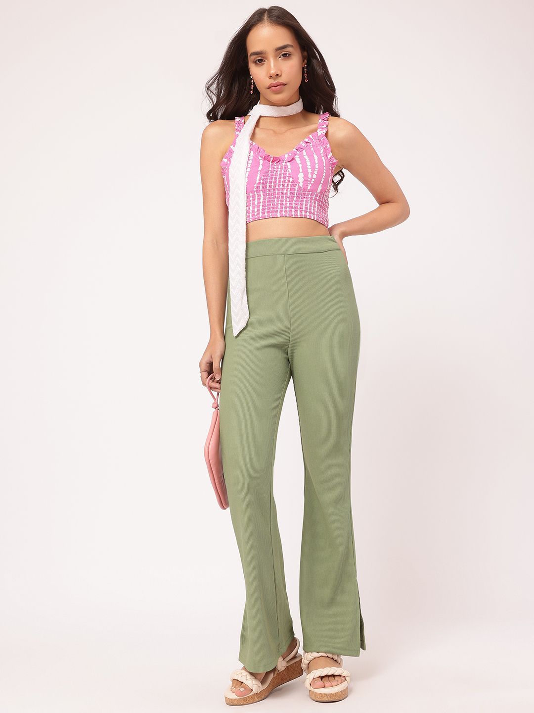 DressBerry Women Elegant Essence Self Striped Trousers