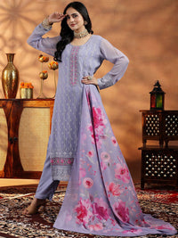 Libas Women Floral Embroidered Regular Thread Work Kurta with Trousers & With Dupatta