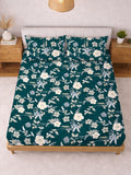 Myntra Elegant Homes Green & White Floral 300 TC King Cadar dengan 2 Sarung Bantal