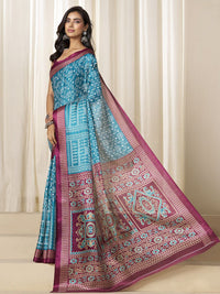 Motif etnik Kalini dicetak ikat saree
