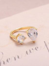 Cincin Open Pear Pear Salty American Toi-Et-Moi Ring untuk Wanita & Gadis Cincin Jari