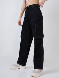 SPYKAR Women Straight Fit High-Rise Cargo Styles Jeans