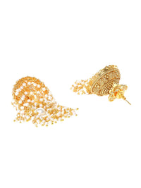 Anouk Gold Plated Cubic Zirconia Studded Dome Shaped Jhumkas