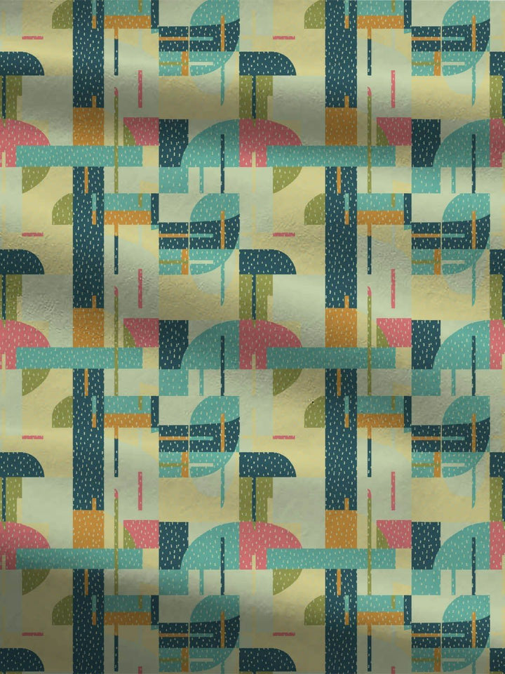 MYTRIDENT Dusk and Dawn Blue & Green Abstract Cotton Queen Bedsheet with 2 Pillow Covers