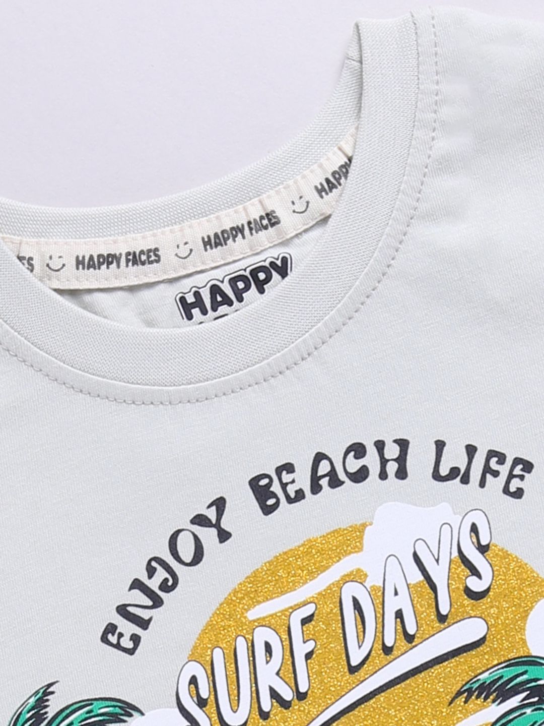 Happy Faces Boys Printed Tropical Pure Cotton T-shirt