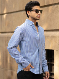 Powerlook Pin Striped Lightweight Pure Cotton Shirt