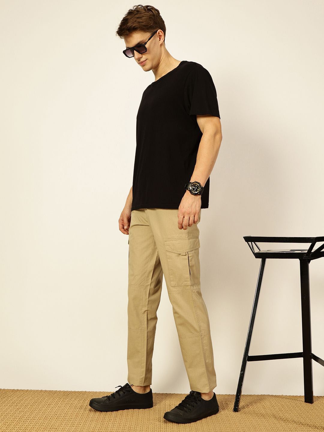 Thomas Scott Men Cricket Club Collection Cotton Mid-Rise Cargos Trousers