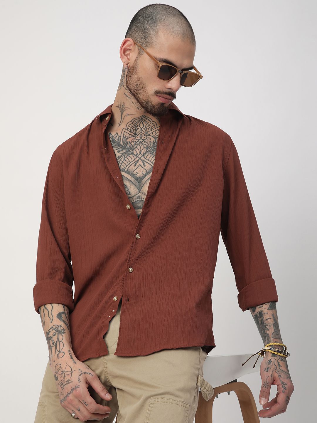 VASTRADO Men Classic Slim Fit Opaque Casual Shirt
