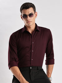 ADRO Men Slim Fit Solid Satin Casual Shirt