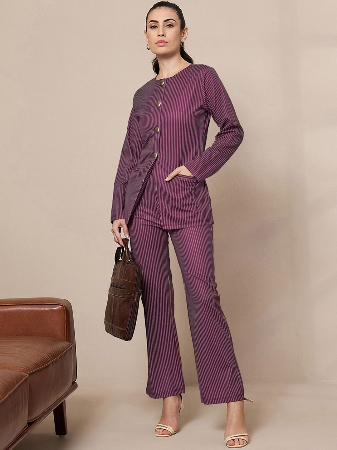 SASSAFRAS worklyf Women Striped Urban Slim Slim Fit Trousers