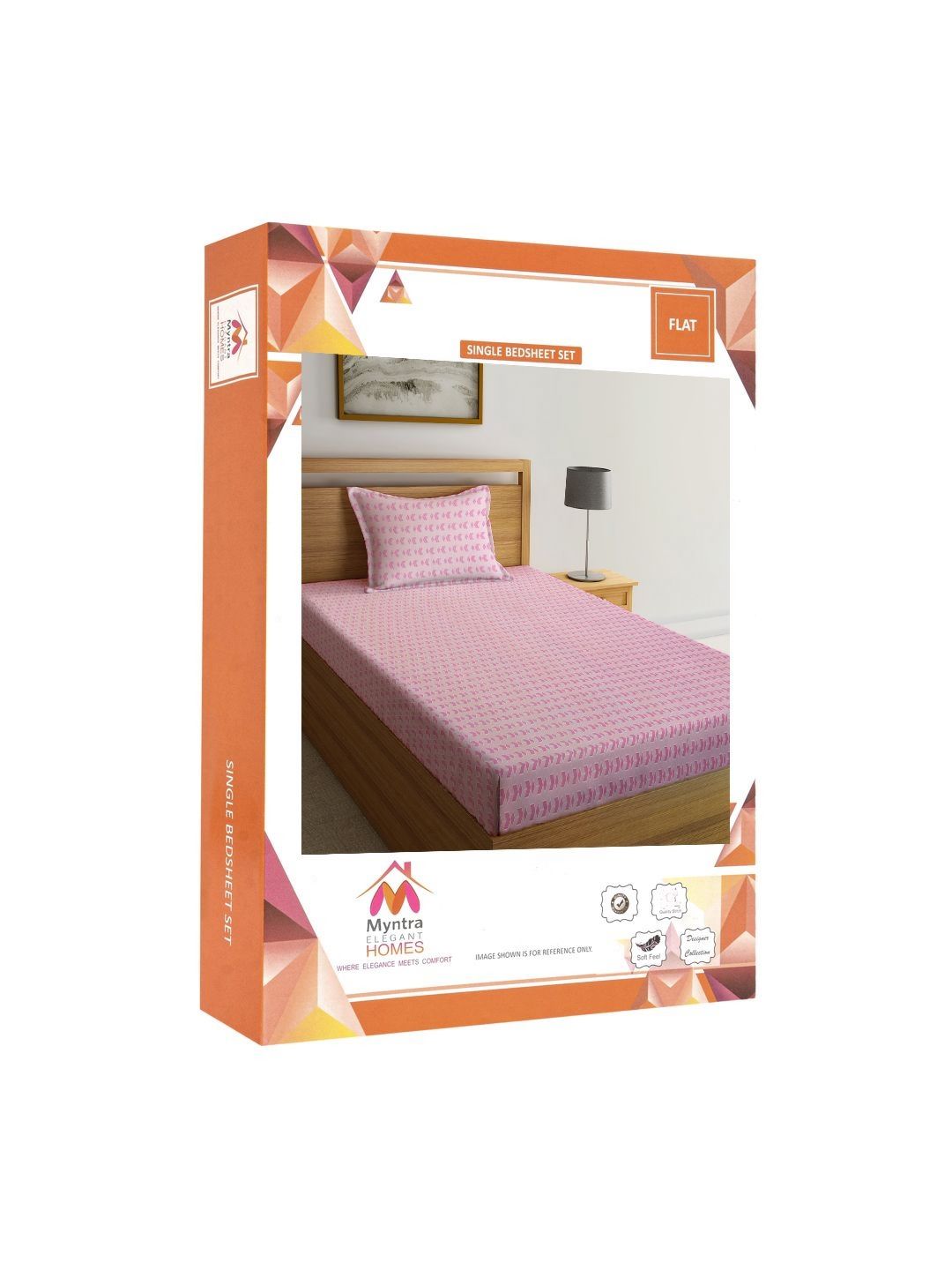 Myntra Elegant Homes Pink & White Printed 300 TC Single Bedsheet Set 2.20 m x 1.50 m