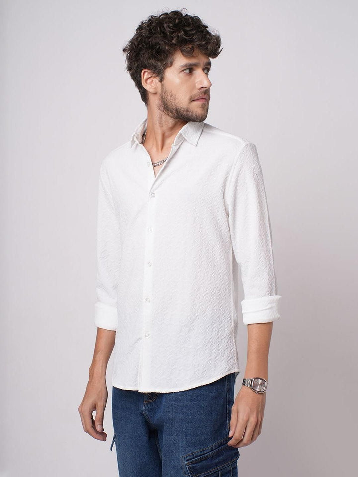 VASTRADO Classic Cloud Grain Textured Slim Fit Cotton Casual Shirt